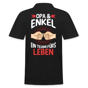 Großvater Opa und Enkel - Männer Poloshirt - Schwarz - Hinten - Kai (181cm)