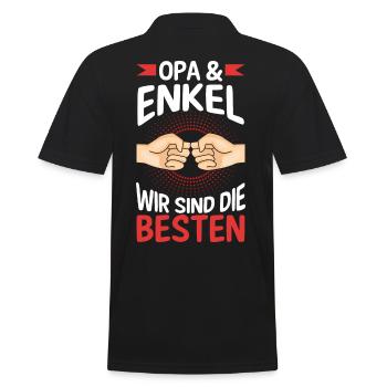 Großvater Opa und Enkel - Männer Poloshirt - Schwarz - Hinten - Kai (181cm)