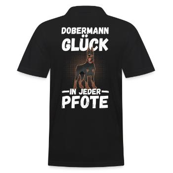 Hund Dobermann - Männer Poloshirt - Schwarz - Hinten - Kai (181cm)