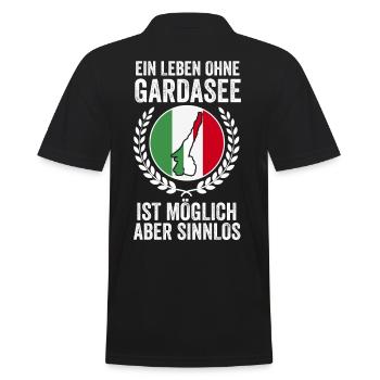 Gardasee Reise Geschenk - Männer Poloshirt - Schwarz - Hinten - Kai (181cm)