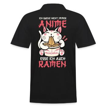 Ramen Katze Manga Kawaii Cosplay Anime - Männer Poloshirt - Schwarz - Hinten - Kai (181cm)