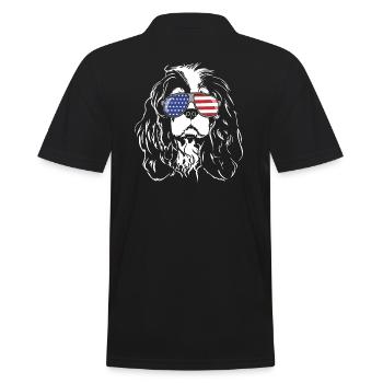 CAVALIER KING CHARLES SPANIEL America Flag Glasses - Men's Polo Shirt - black - Back - Kai (181cm)