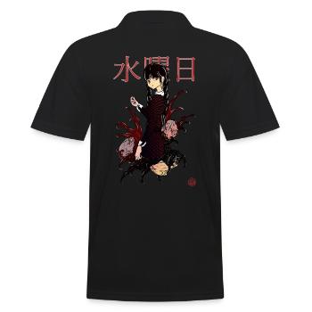 Wednesday and piranhas in manga - Men's Polo Shirt - black - Back - Kai (181cm)