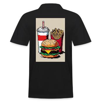 Burger Menu 8 Bit retro Oldschool Gamer - Männer Poloshirt - Schwarz - Hinten - Kai (181cm)