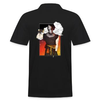 Yankee-Ritter mit Schwert - Männer Poloshirt - Schwarz - Hinten - Kai (181cm)