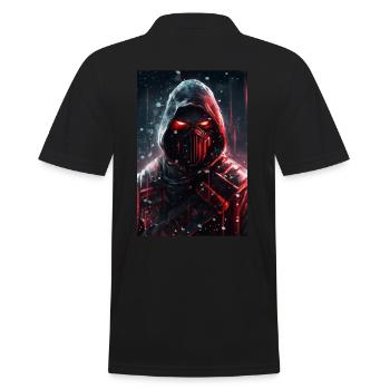 Neon Cyber Ninja Japan Ink Art Style#5 - Männer Poloshirt - Schwarz - Hinten - Kai (181cm)
