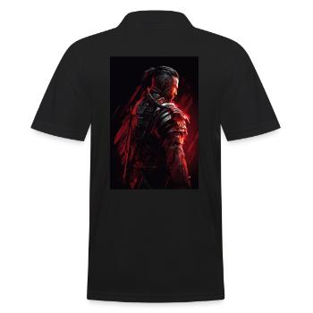 Neon Cyber Warrior #9 - Männer Poloshirt - Schwarz - Hinten - Kai (181cm)