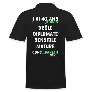 40 ans anniversaire - Polo Homme - noir - Dos - Kai (181cm)