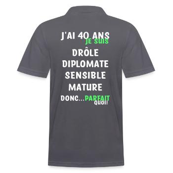 40 ans anniversaire - Polo Homme - charbon - Dos - Nico (186cm)