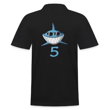 Cooler Hai five vom Haifisch Haiko High Five - Männer Poloshirt - Schwarz - Hinten - Kai (181cm)
