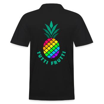 Pride / LGBTQ / Ananas / Tutti Frutti - Männer Poloshirt - Schwarz - Hinten - Kai (181cm)