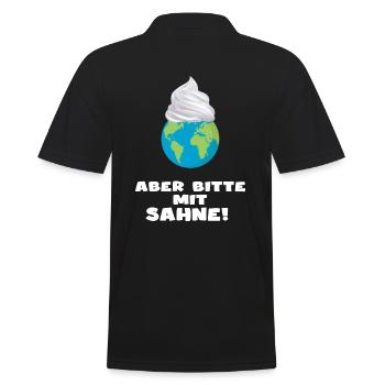 planet erde umweltschutz "aber bitte mit sahne" - Männer Poloshirt - Schwarz - Hinten - Kai (181cm)