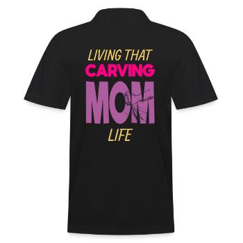 Living That Carving Mom Life Holzschnitzerin - Männer Poloshirt - Schwarz - Hinten - Kai (181cm)