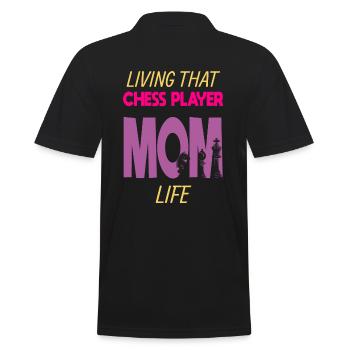 Living That Chess Player Mom Life Schach Mama - Männer Poloshirt - Schwarz - Hinten - Kai (181cm)