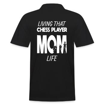 Living That Chess Player Mom Life Mama Schach - Männer Poloshirt - Schwarz - Hinten - Kai (181cm)