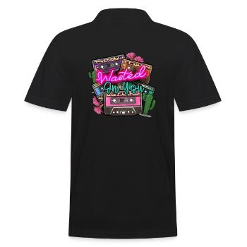 Kassetten retro style - buntes vintage Motiv - Männer Poloshirt - Schwarz - Hinten - Kai (181cm)