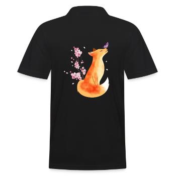 Renard japonais Cherry Blossom Flower Renard Kawaii - Polo Homme - noir - Dos - Kai (181cm)