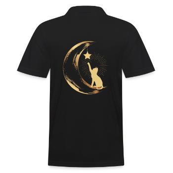Cat Moon Star Cat Lover - Men's Polo Shirt - black - Back - Kai (181cm)