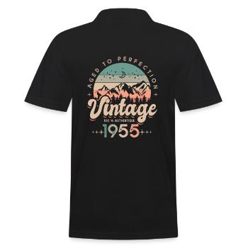 1955 Vintage Birthday Born in 1955 - Men's Polo Shirt - black - Back - Kai (181cm)