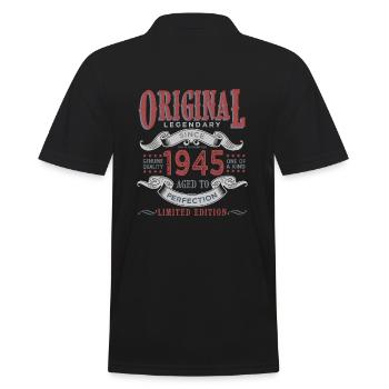 Born In 1945 Gift 1945 Birthday - Men's Polo Shirt - black - Back - Kai (181cm)