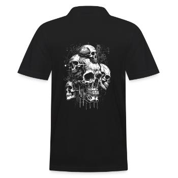 Retro Futuristic Skull Skull Design - Men's Polo Shirt - black - Back - Kai (181cm)
