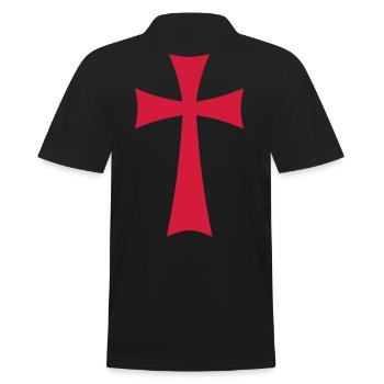 04 Templer Kreuz Illuminaten 1c - Männer Poloshirt - Schwarz - Hinten - Kai (181cm)