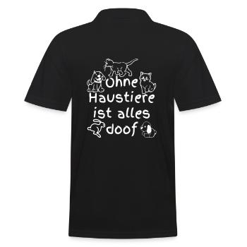 Ohne Haustiere ist alles doof - Männer Poloshirt - Schwarz - Hinten - Kai (181cm)