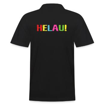 Helau Schrift Aufschrift - Männer Poloshirt - Schwarz - Hinten - Kai (181cm)