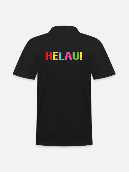 Helau Schrift Aufschrift - Männer Poloshirt - Schwarz