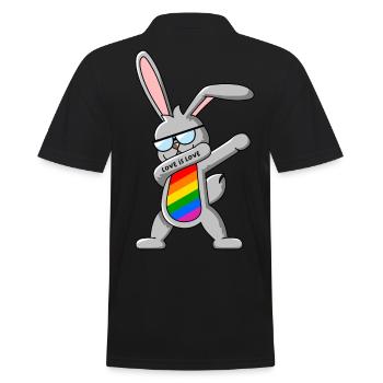 Gay Pride Dab Tanz Hase - Männer Poloshirt - Schwarz - Hinten - Kai (181cm)