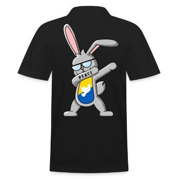 Hase tanzt DAB für Frieden in der Ukraine - Männer Poloshirt - Schwarz - Hinten - Kai (181cm)