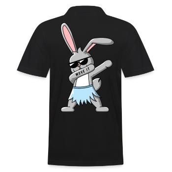Dabbing Hase mit Hawaii Rock Design Geschenkidee - Männer Poloshirt - Schwarz - Hinten - Kai (181cm)