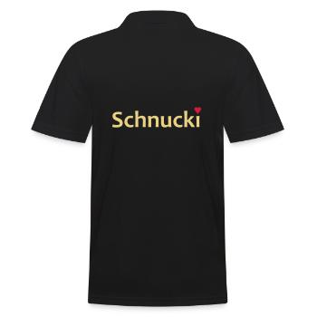 Schnucki mit Herz als i-Punkt - Männer Poloshirt - Schwarz - Hinten - Kai (181cm)