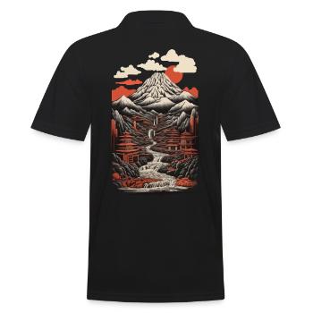 Japan Retro Landscape Asian Art Splendor - Men's Polo Shirt - black - Back - Kai (181cm)