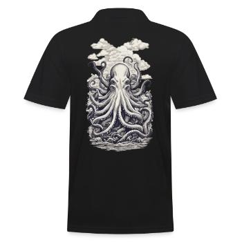 Kraken Fischer Tiefsee Meeres Design - Männer Poloshirt - Schwarz - Hinten - Kai (181cm)