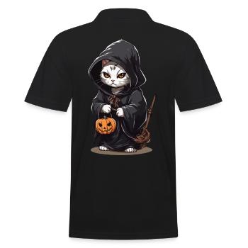 Kawaii magicien chat Halloween sort chats magiques - Polo Homme - noir - Dos - Kai (181cm)