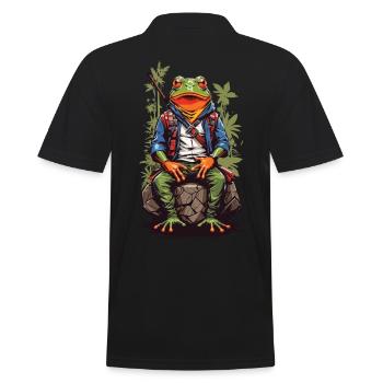 Style artistique de personnage de grenouille d’anime rétro Japon - Polo Homme - noir - Dos - Kai (181cm)