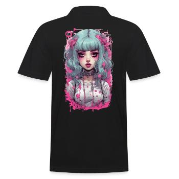 Kawaii Psycho Goth Girl Pastel Aesthetic Design - Männer Poloshirt - Schwarz - Hinten - Kai (181cm)