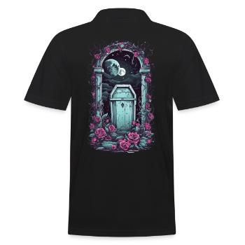 Occult Gothic Cemetery Moonlit Night Pastel Goth - Men's Polo Shirt - black - Back - Kai (181cm)
