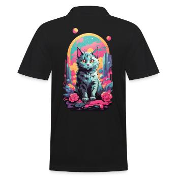 Magische Pastell Goth Katze mit Rosen Design - Männer Poloshirt - Schwarz - Hinten - Kai (181cm)
