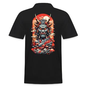 Vintage Japan Oni Demon Ukiyo-E Otaku Design - Men's Polo Shirt - black - Back - Kai (181cm)
