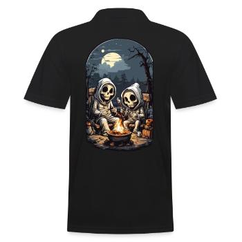 Lustige Skelette Halloween Lagerfeuer Party - Männer Poloshirt - Schwarz - Hinten - Kai (181cm)