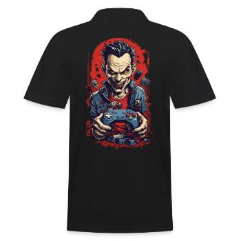 Vampir Gamer Halloween Ghul Gaming Style - Männer Poloshirt - Schwarz - Hinten - Kai (181cm)