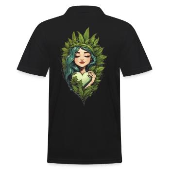 Herz für Pflanzen Hipster Streetwear Design - Männer Poloshirt - Schwarz - Hinten - Kai (181cm)