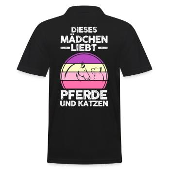 Pferde Pferdeliebhaber Katzenliebhaber Katzen - Männer Poloshirt - Schwarz - Hinten - Kai (181cm)