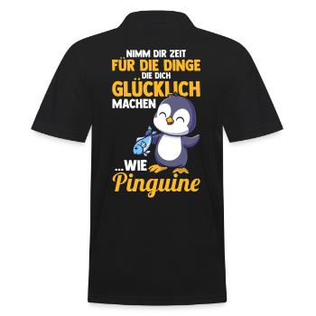 Pinguin - Männer Poloshirt - Schwarz - Hinten - Kai (181cm)