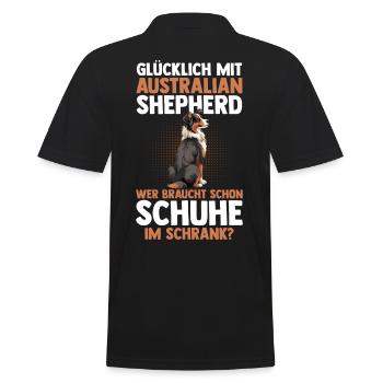 Australian Shepherd Hund Aussie - Männer Poloshirt - Schwarz - Hinten - Kai (181cm)