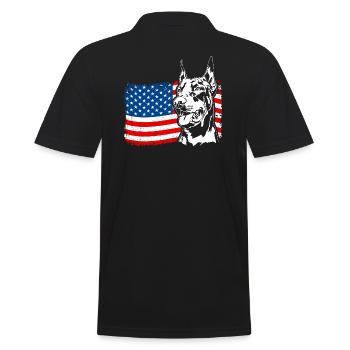 Doberman America Flag Dogs Dobie Wilsigns - Men's Polo Shirt - black - Back - Kai (181cm)