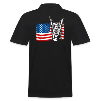 Doberman America Flag Dogs Dobie Wilsigns - Men's Polo Shirt - black - Back - Kai (181cm)