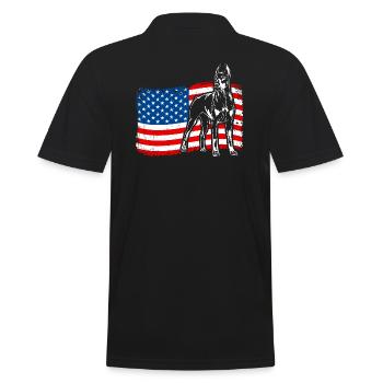Doberman America Flag Dogs Dobie Wilsigns - Men's Polo Shirt - black - Back - Kai (181cm)